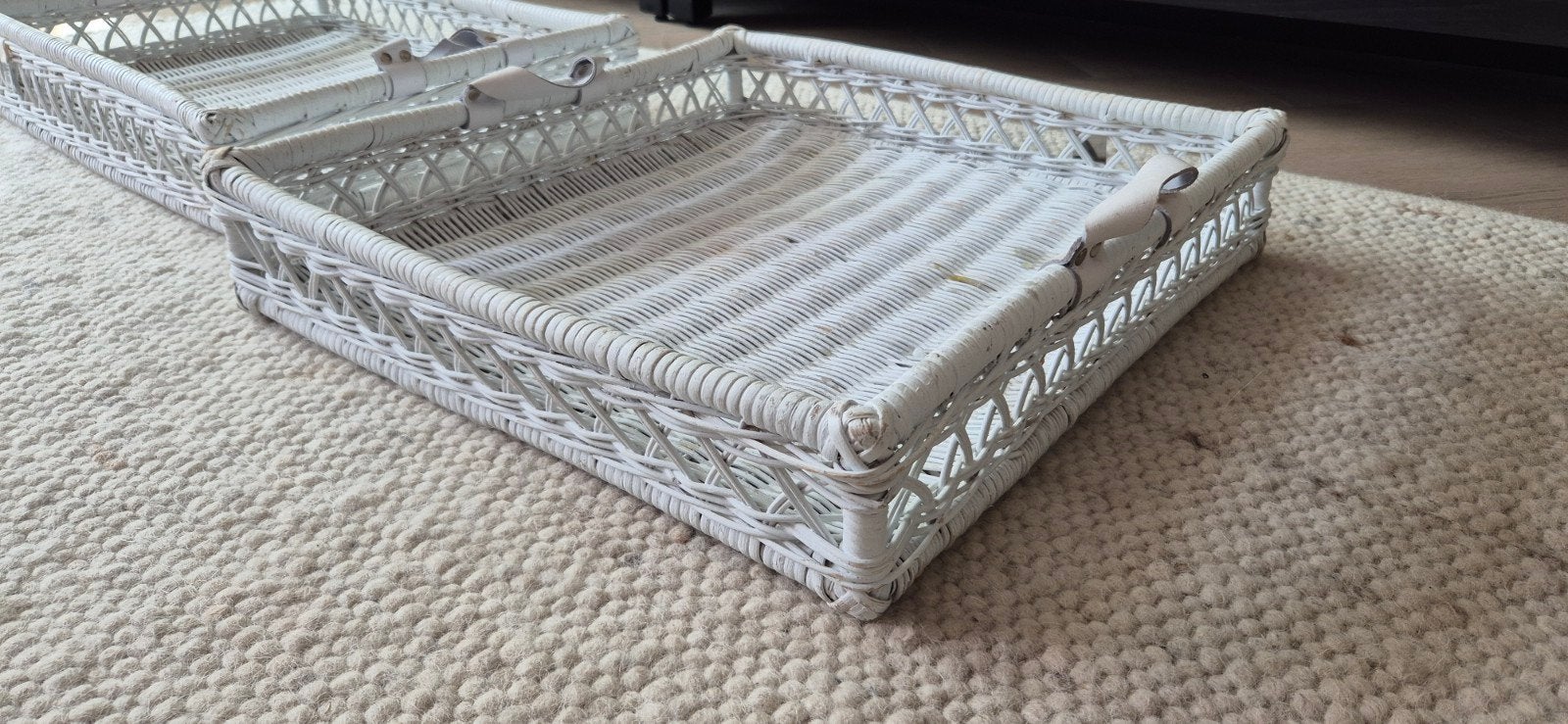Riviera Maison witte rieten mand 50x50 cm, Huis en Inrichting, Ophalen of Verzenden, Vierkant, Riet