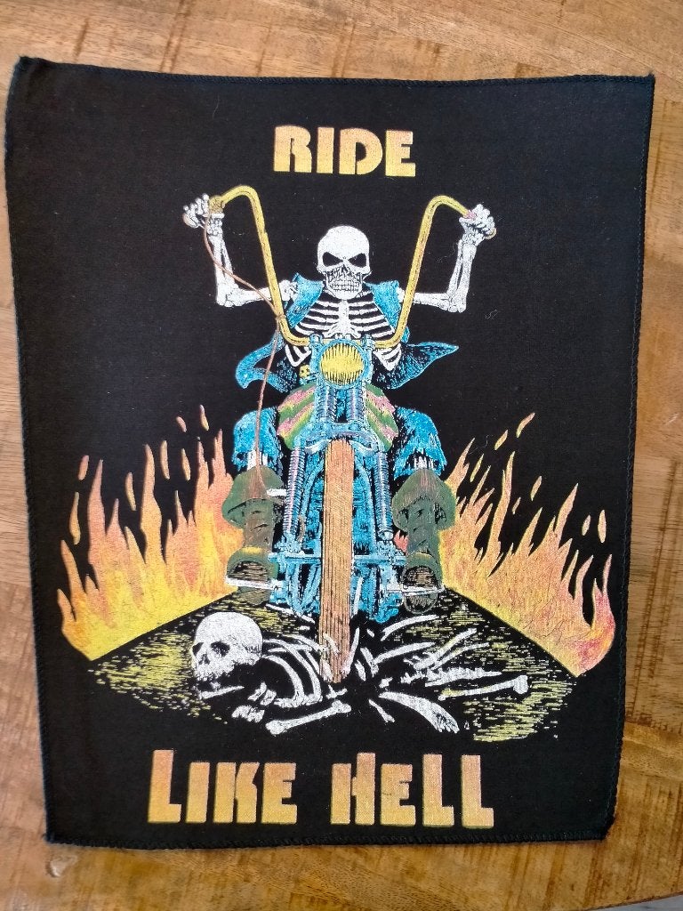 Ride like hell biker vintage kleding embleem motor patch, Ophalen of Verzenden, Gebruikt