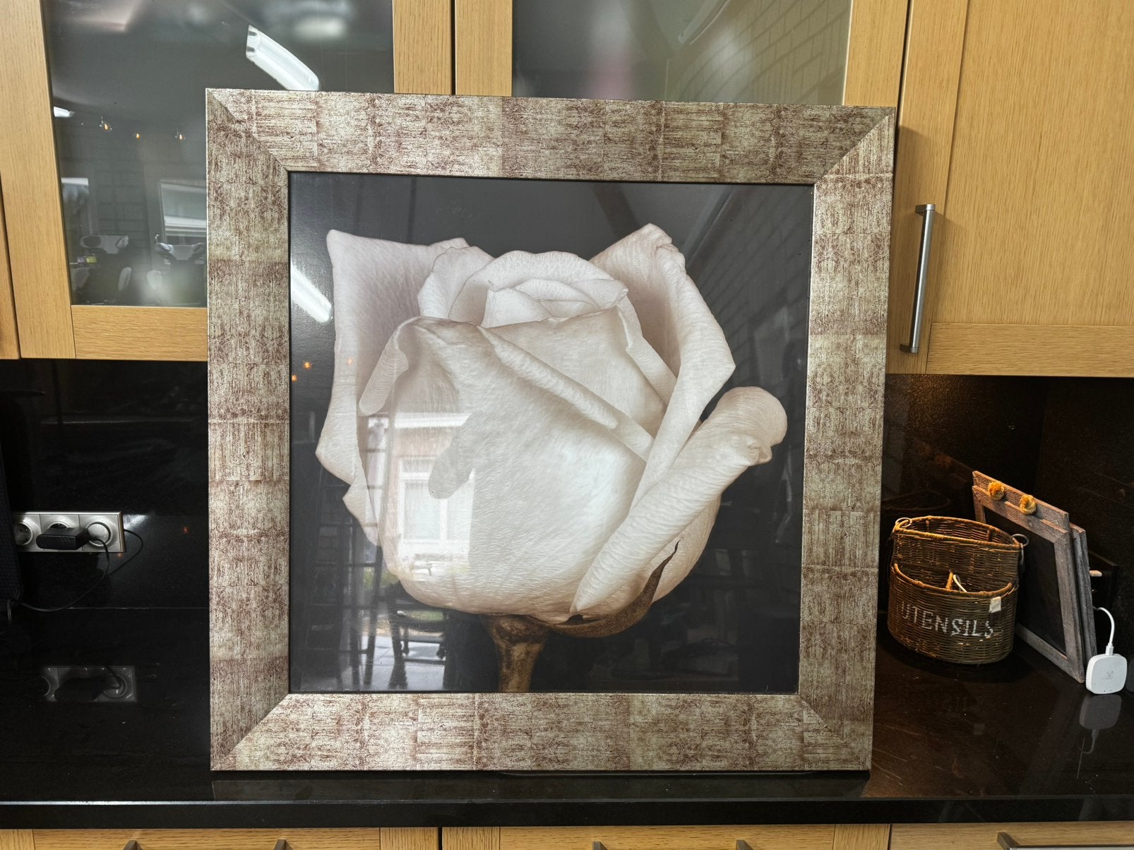Mooi, groot taupe schilderij 88x88cm (70x70), Ophalen, Zo goed als nieuw, Schilderij, 75 tot 100 cm