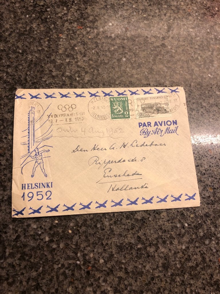 Finland.  Mooie oude LP brief Olym. spelen 1938., Postzegels en Munten, Ophalen of Verzenden, Buitenland