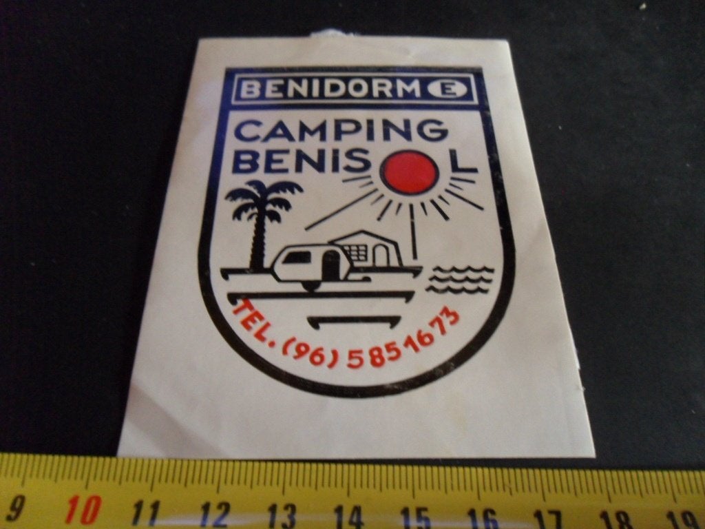 sticker Spanje Benidorm  Camping BENISOL, Verzamelen, Ophalen, Zo goed als nieuw