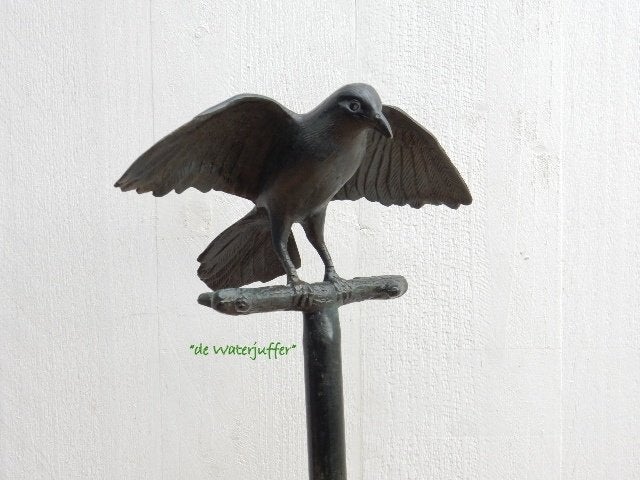 041*Bronzen vogel st.(Boven €75 geen verzendkosten), Tuin en Terras, Ophalen of Verzenden, Nieuw, Overige materialen, Dierenbeeld
