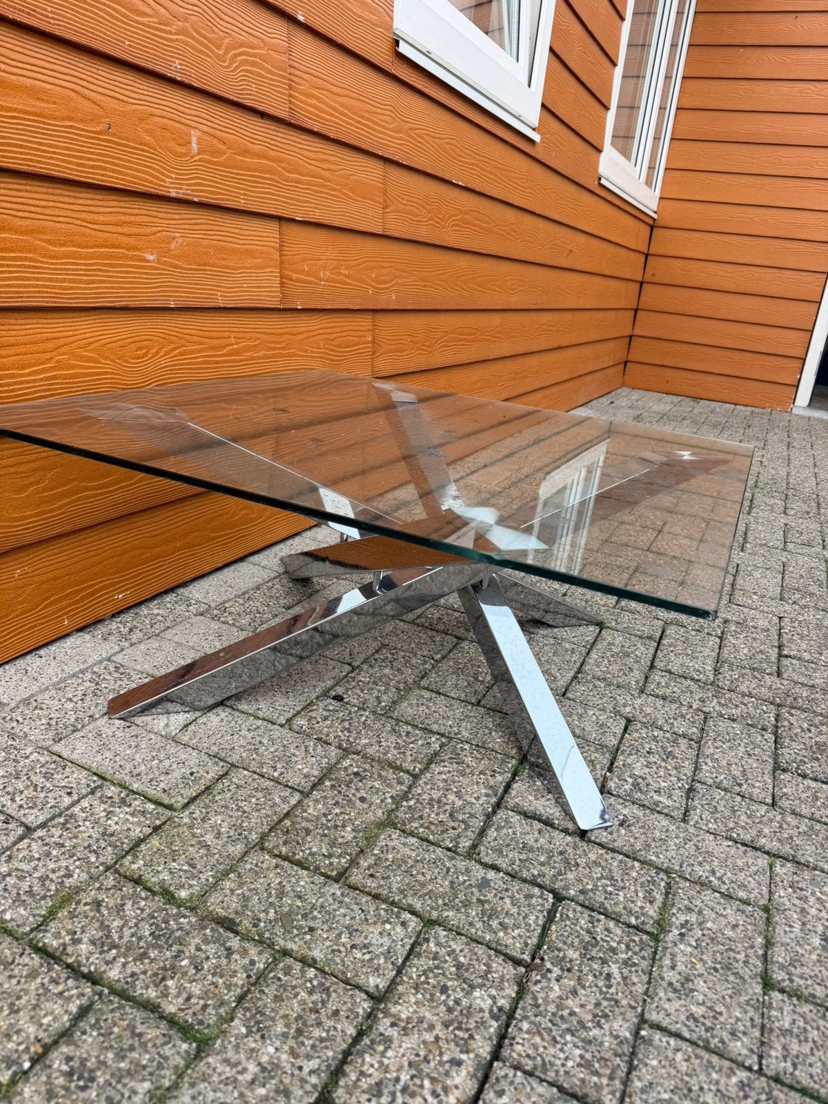 Eettafel en salontafel set, Huis en Inrichting, Tafelonderdelen, Ophalen, 50 tot 100 cm, Rechthoekig, Glas