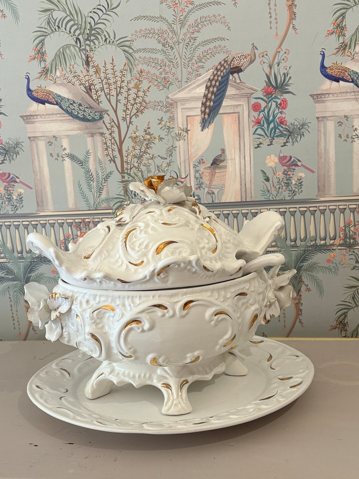 Capodimonte Soepterrine 4-delig, gemerkt, prachtige staat, Ophalen of Verzenden