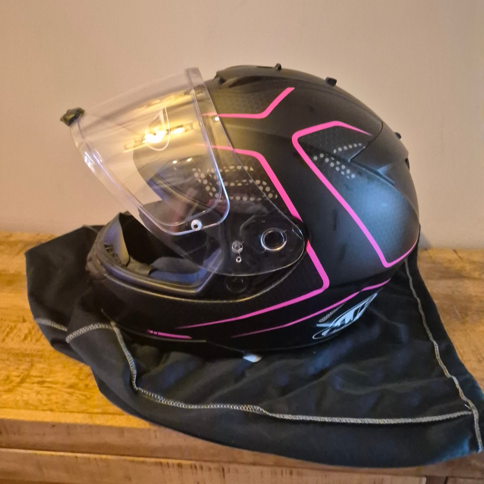 HJC IS-17 motorhelm helm dames M zwart roze, M, HJC, Ophalen of Verzenden, Integraalhelm