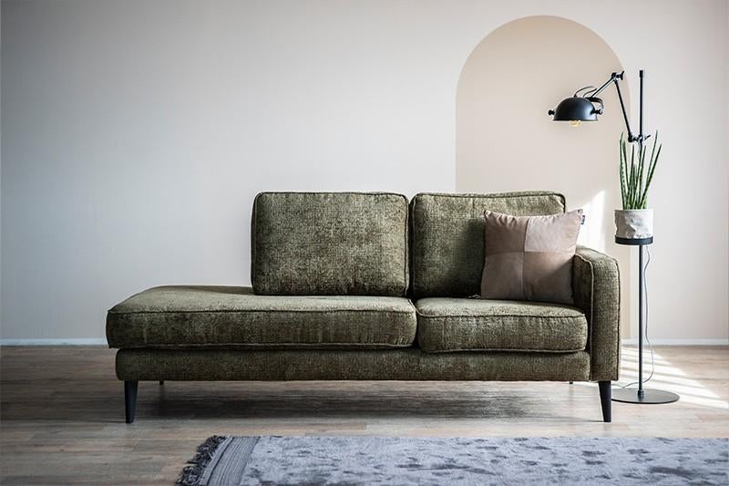 Comfortabele groene bank met chaise longue Sevn, Ophalen, Gebruikt, 100 tot 125 cm, Hoekbank