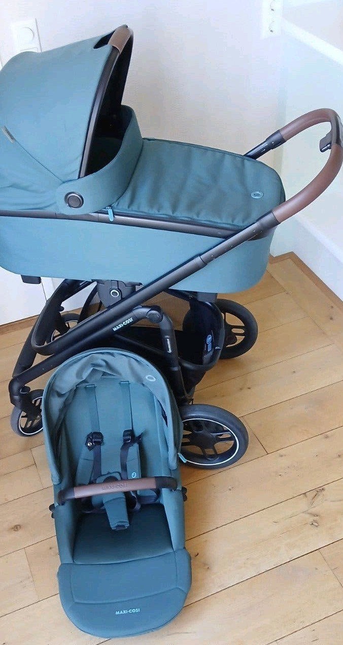 Maxi-Cosi Plaza Plus Kinderwagen met Reiswieg - Groen, Ophalen, Zo goed als nieuw, Combiwagen, Met reiswieg