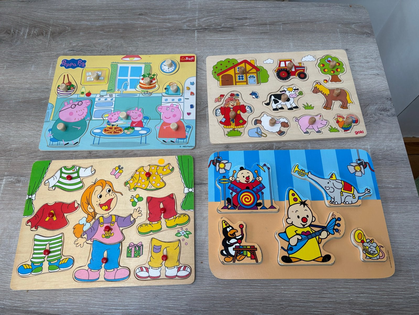 Houten insteekpuzzels voor kinderen - 4 stuks, Ophalen, 2 tot 4 jaar, Gebruikt, Van hout