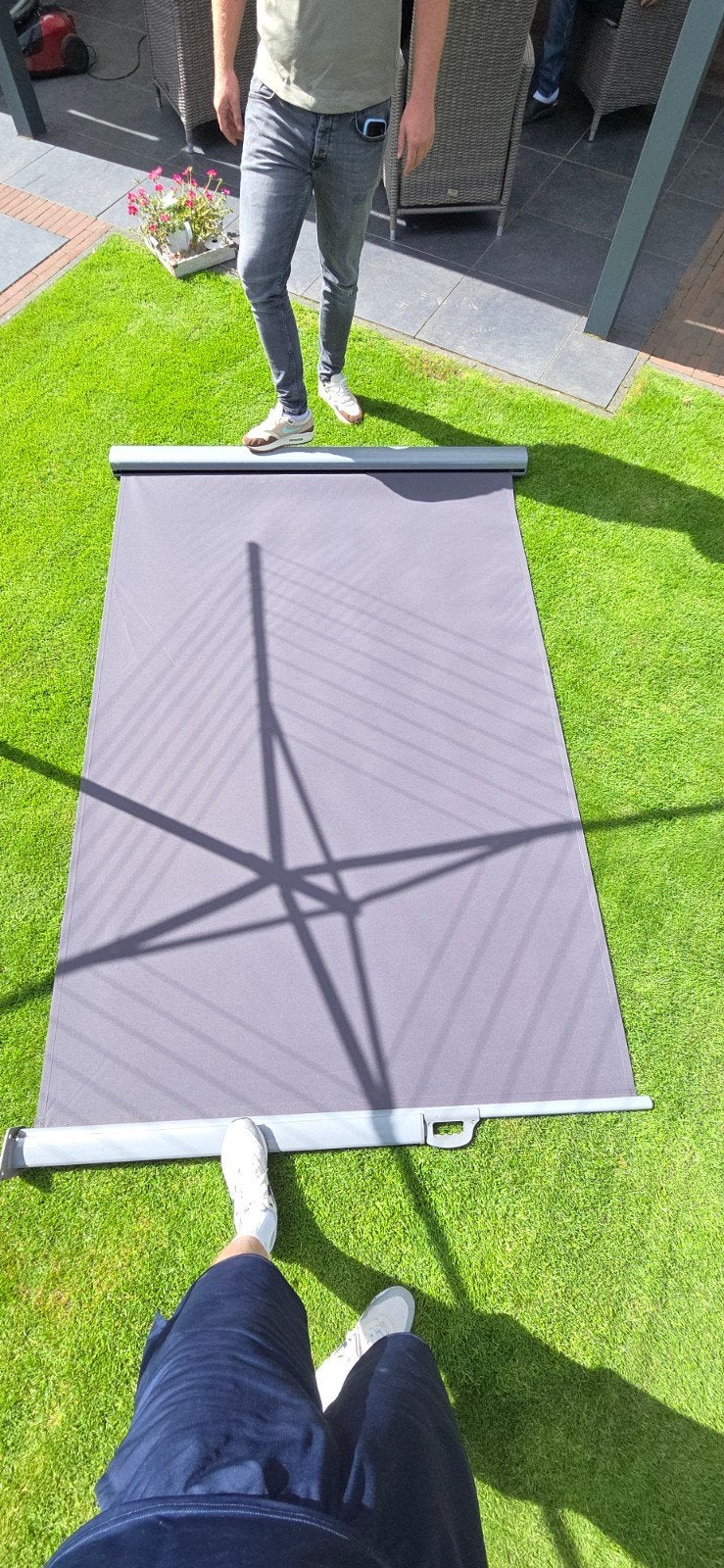 Grijs screen zonwering, zo goed als nieuw, Tuin en Terras, Zonneschermen, Ophalen, 150 tot 300 cm, Screen, Minder dan 250 cm