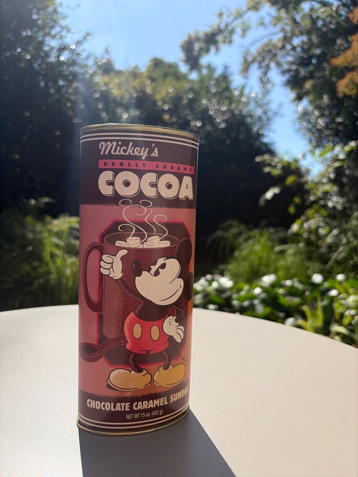 Vintage Mickey's Really Creamy Cocoa Bus Blik, Ophalen of Verzenden, Mickey Mouse, Gebruikt, Overige typen
