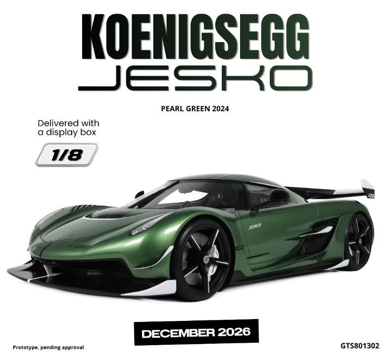 GT Spirit 1:8 Koenigegg Jesko Peal green 2024 in vitrine, Ophalen, -, Nieuw, 1:5 t/m 1:8