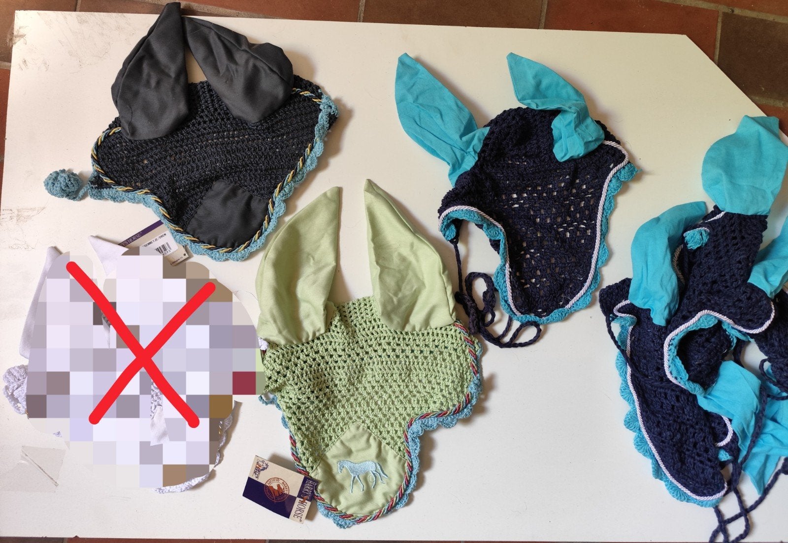 NIEUW en gebruikt: Oornetjes, hoofdstel, springschoenen, dek, Dieren en Toebehoren, Full (L), Ophalen of Verzenden, Nieuw, Springdekje