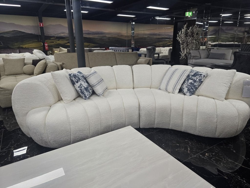 Luxe design bank – nieuw – zachte teddy stof – modern model, 1 kruk, Ophalen, Nieuw, 60 tot 90 cm