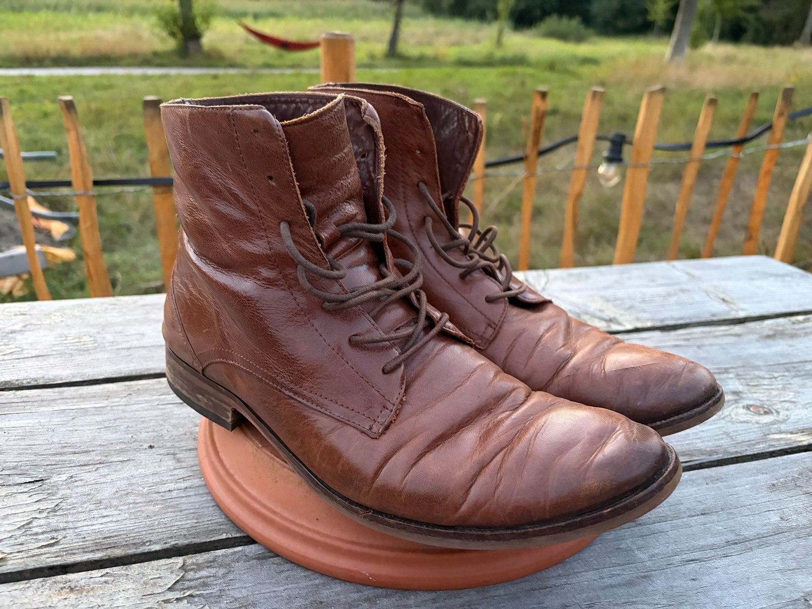 Bruine leren veterlaarzen - Nieuwe zool, Zalando aankoop, Bruin, Boots, Ophalen of Verzenden, Gedragen