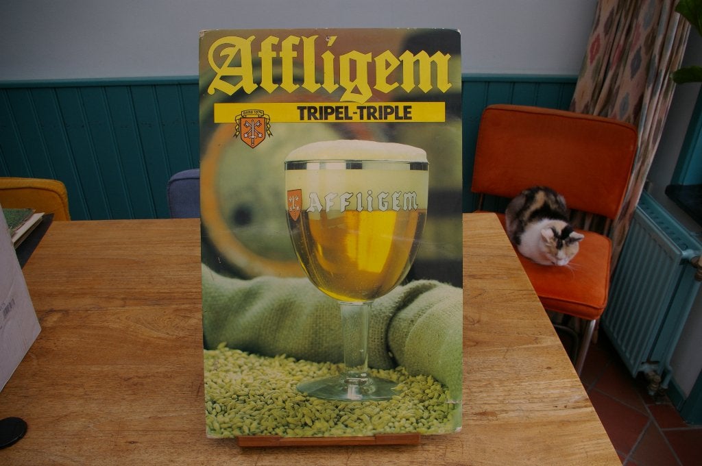 Oude Affligem bierreclame, Verzamelen, Biermerken, Ophalen of Verzenden, Gebruikt, Reclamebord, Plaat of Schild, Overige merken