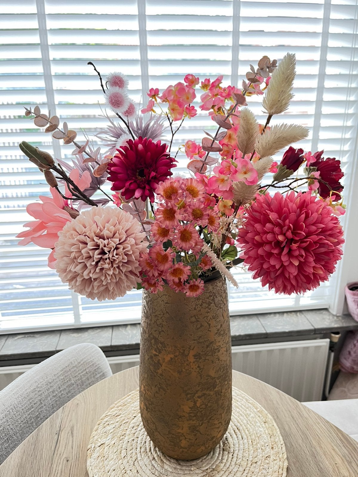 Kunstbloemen boeket met vaas, Ophalen, Nieuw