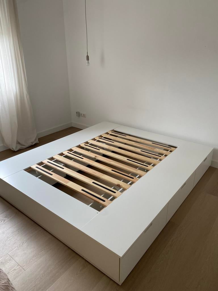 Vandaag ophalen: NORDLI bedframe met opbergruimte, Huis en Inrichting, Slaapkamer | Bedden, Ophalen, Gebruikt, Tweepersoons, 180 cm