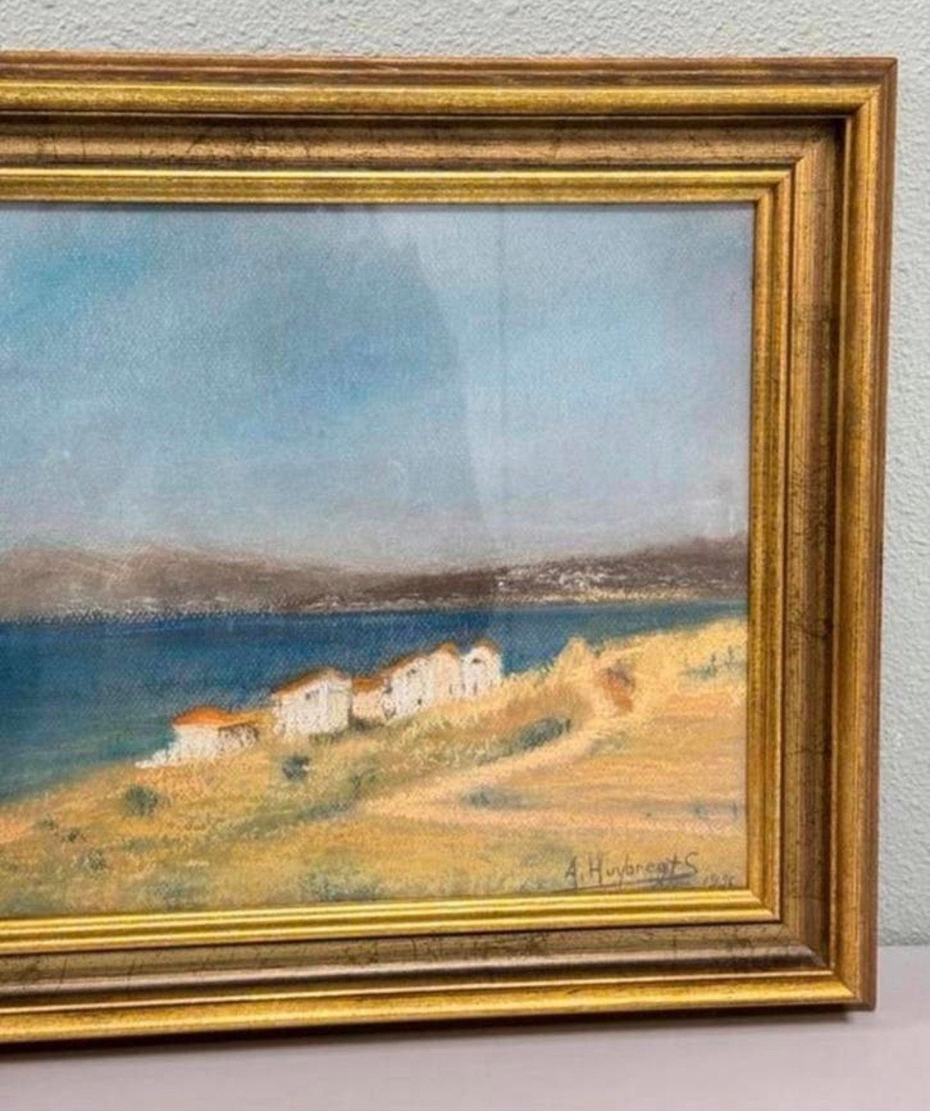 A. Huybregts 1996 vintage Schilderij kustlandschap kust art, Ophalen of Verzenden