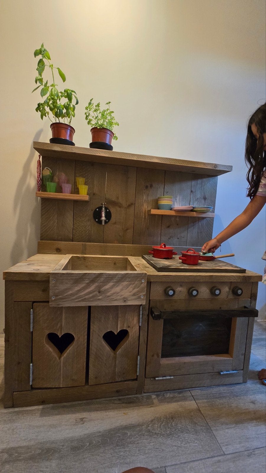Houten speelkeuken met accessoires, Ophalen, Gebruikt, Knutselen