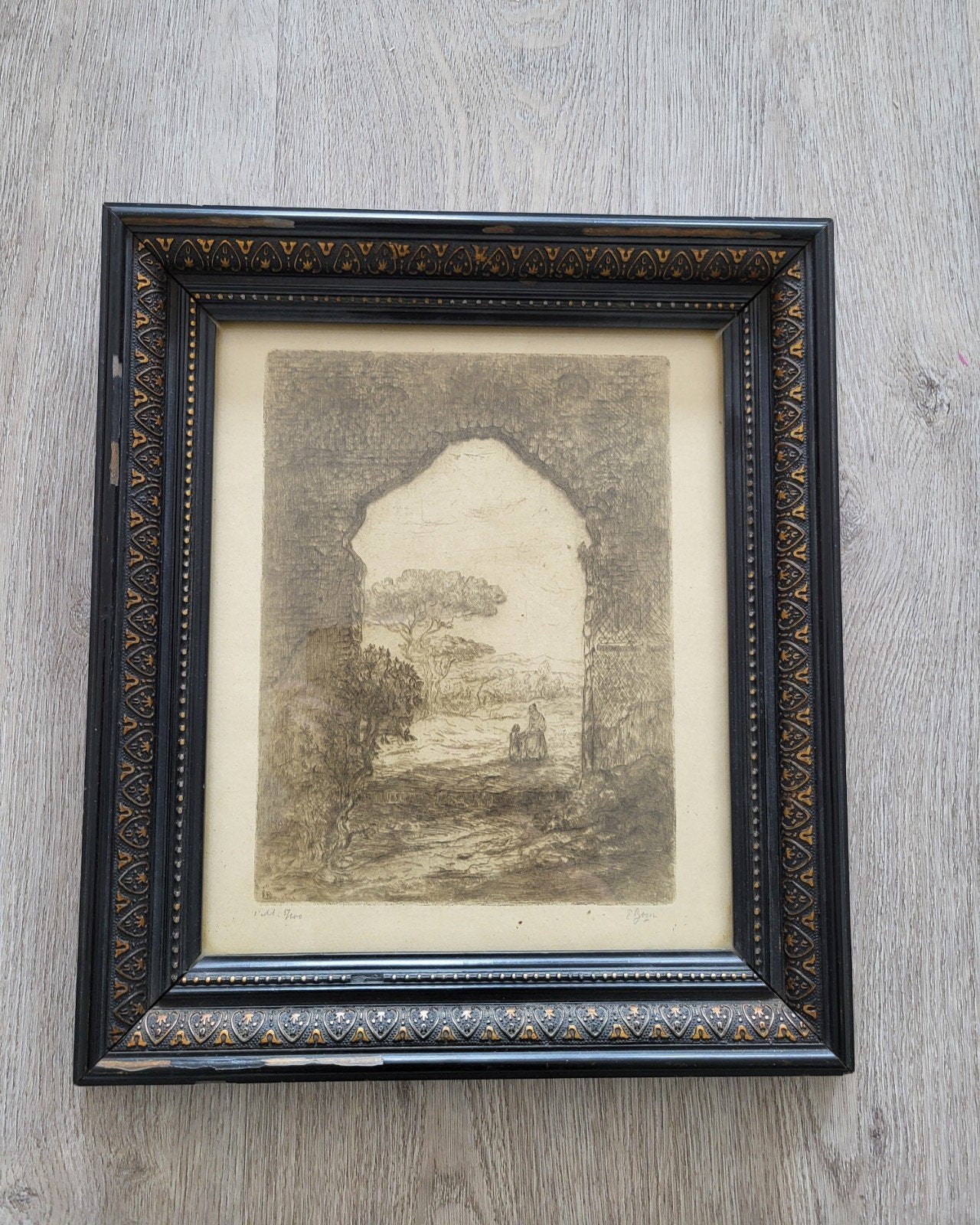 Klassieke gravure van Etienne Bosch, Dagelijks leven, Ophalen of Verzenden, 32 cm, 37 cm