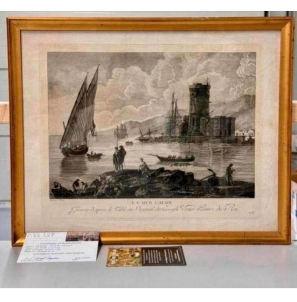 Claude Joseph Vernet (1714-1789) La Mer Calme Engraving ART, Antiek en Kunst, Ophalen of Verzenden