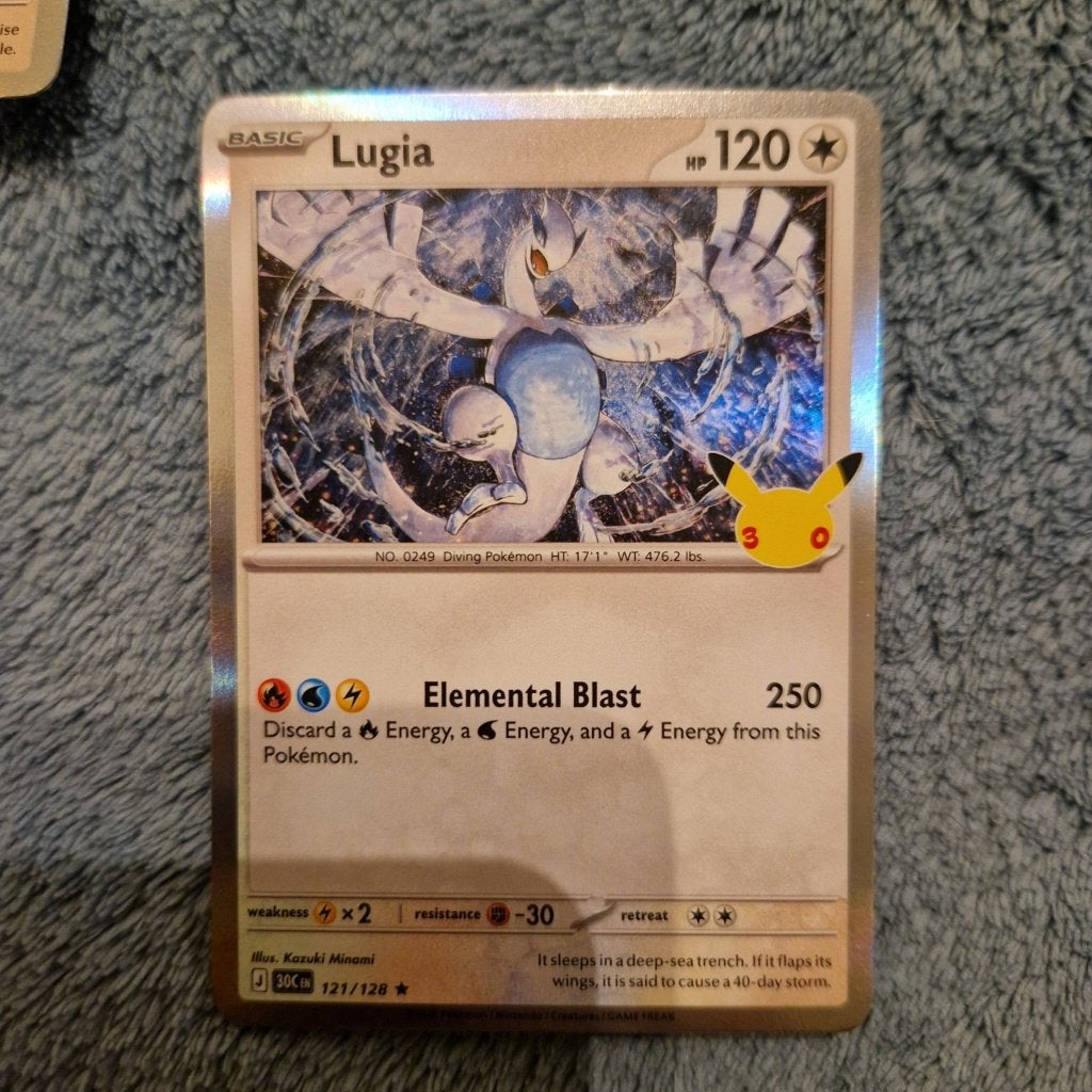 Lugia 121/128 Pokémon 30th Celebration holo, Ophalen of Verzenden, Zo goed als nieuw, Losse kaart, Foil