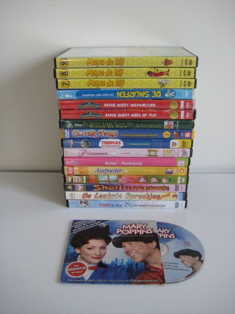 17 dvd's voor kinderen: Thomas de Trein, Maya de Bij, Barbie, Europees, Gebruikt, Tekenfilm, Alle leeftijden