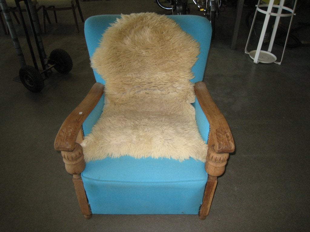 Hollandse armfauteuil met snijwerk, stof mag gereinigd, Niet ingevuld, Gebruikt, Niet ingevuld, Niet ingevuld