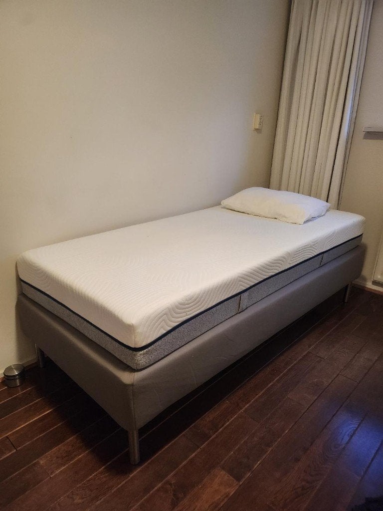 boxspring, Ophalen, 90 cm, Eenpersoons, Beige