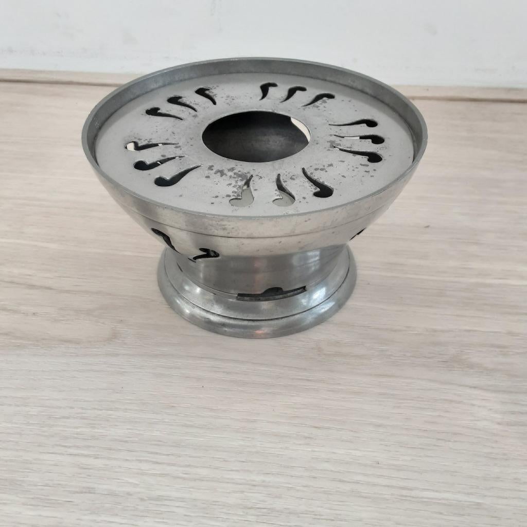 Antiek metalen theelichtje met sierlijke uitsparingen, Antiek en Kunst, Ophalen of Verzenden