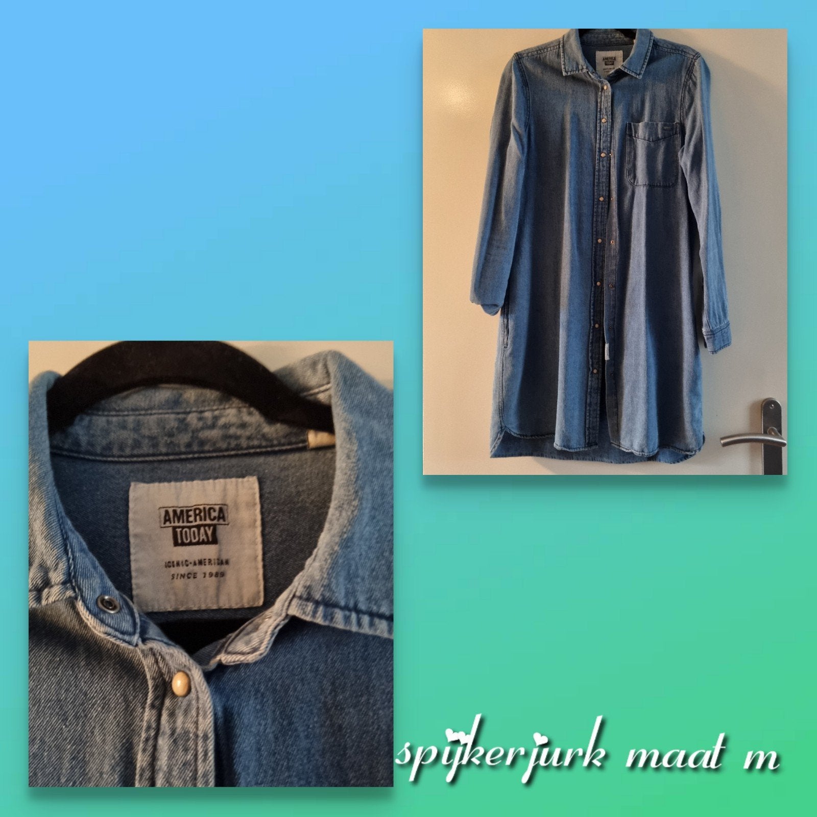 America Today Lichtblauwe Denim Spijkerjurk Maat M, Kleding | Dames, America Today, Ophalen of Verzenden