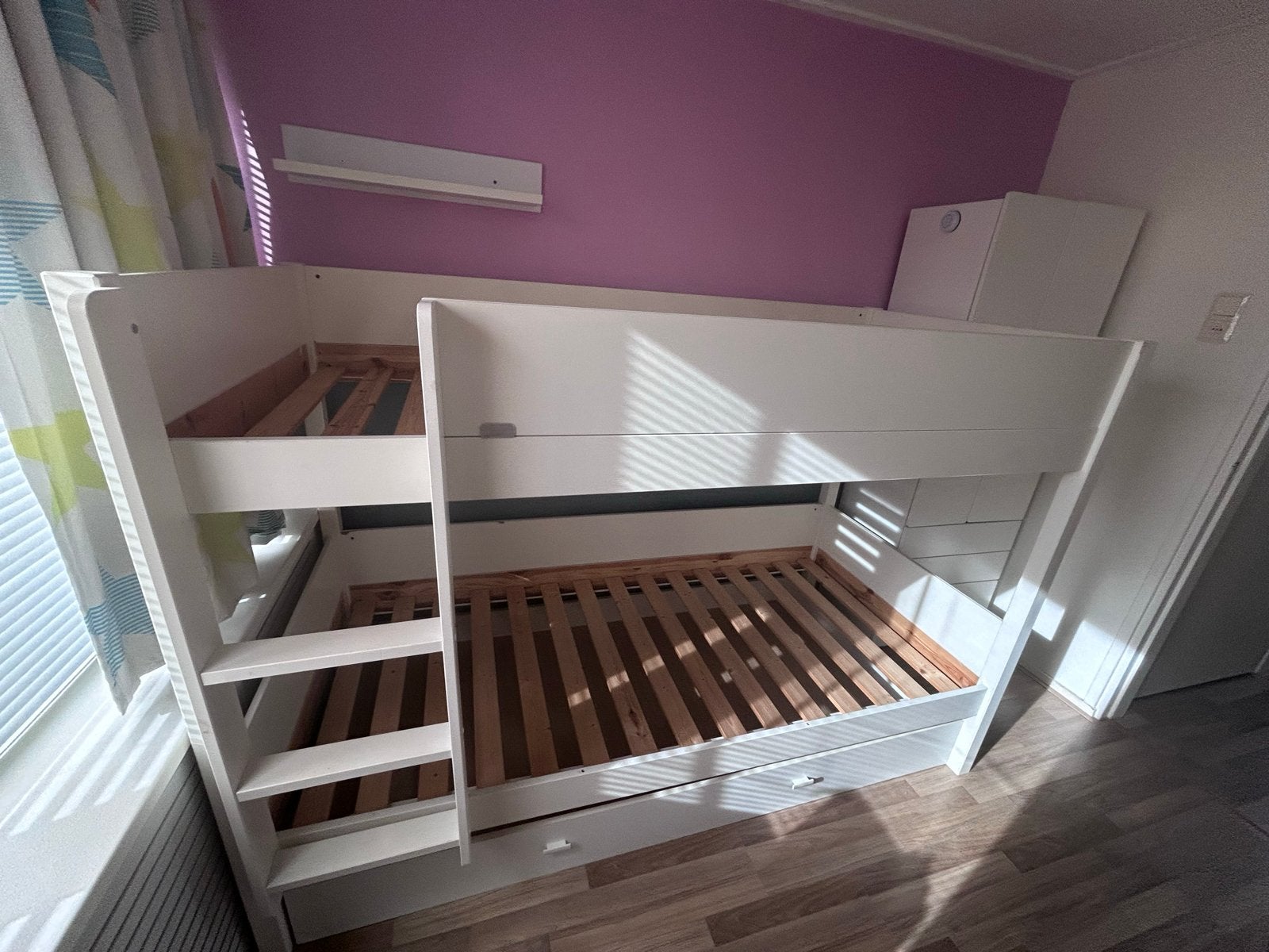 Wit stapelbed met lichte beschadigingen, Ophalen, Gebruikt, 90 cm, Tweepersoons