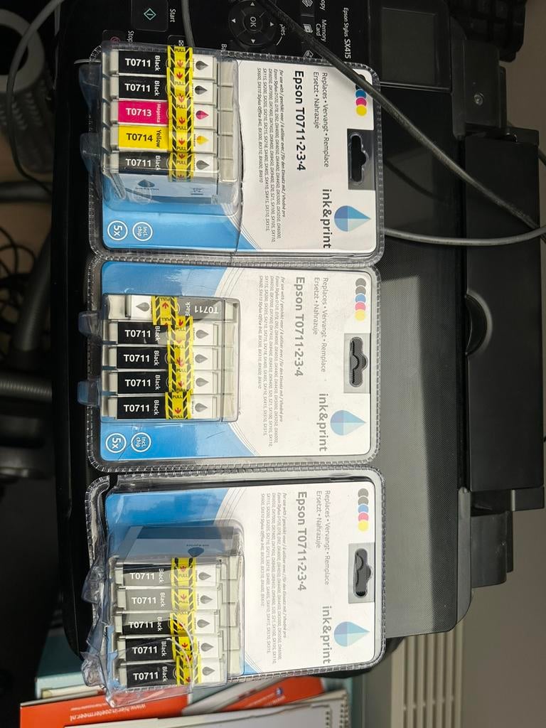 15 cartridges voor o.a Epson sx415 Type T0711 0714 0713, Computers en Software, Printerbenodigdheden, Zo goed als nieuw, Ophalen of Verzenden