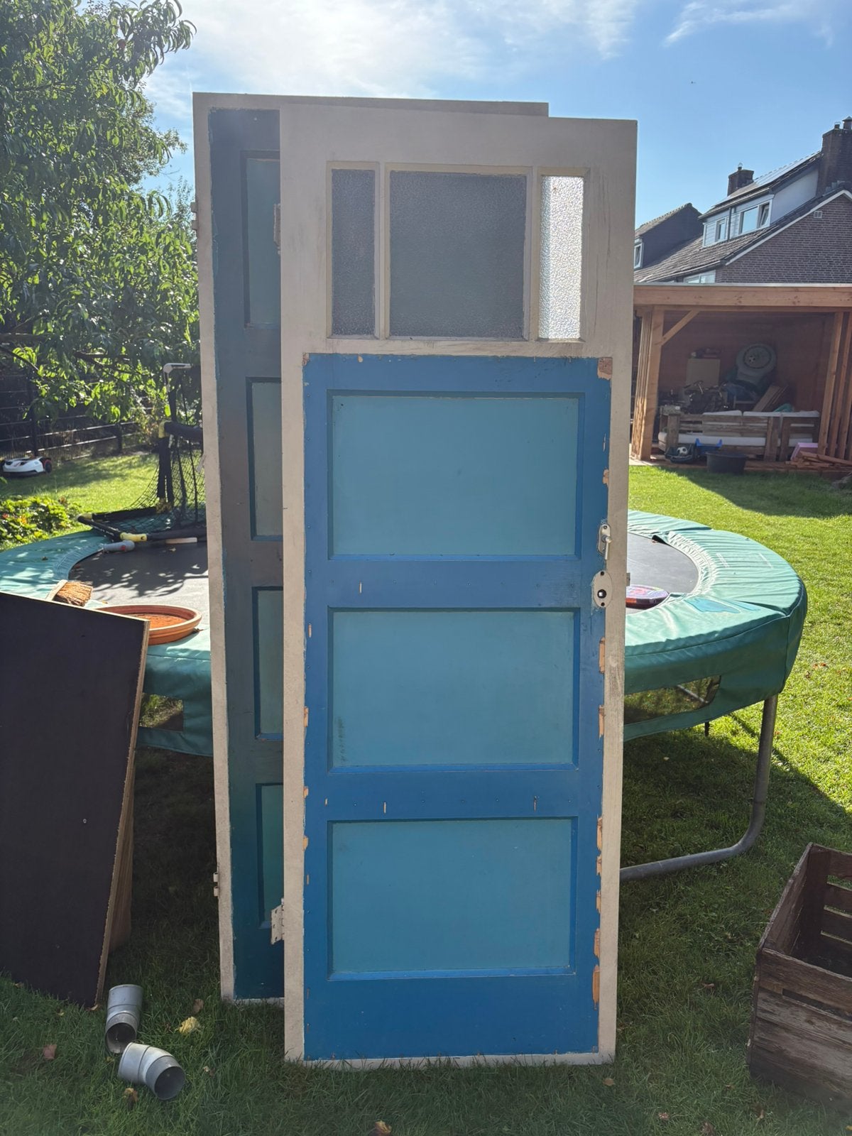 Mooie jaren 30 paneeldeur met bovenlicht, Ophalen, Gebruikt, Hout, Overige typen