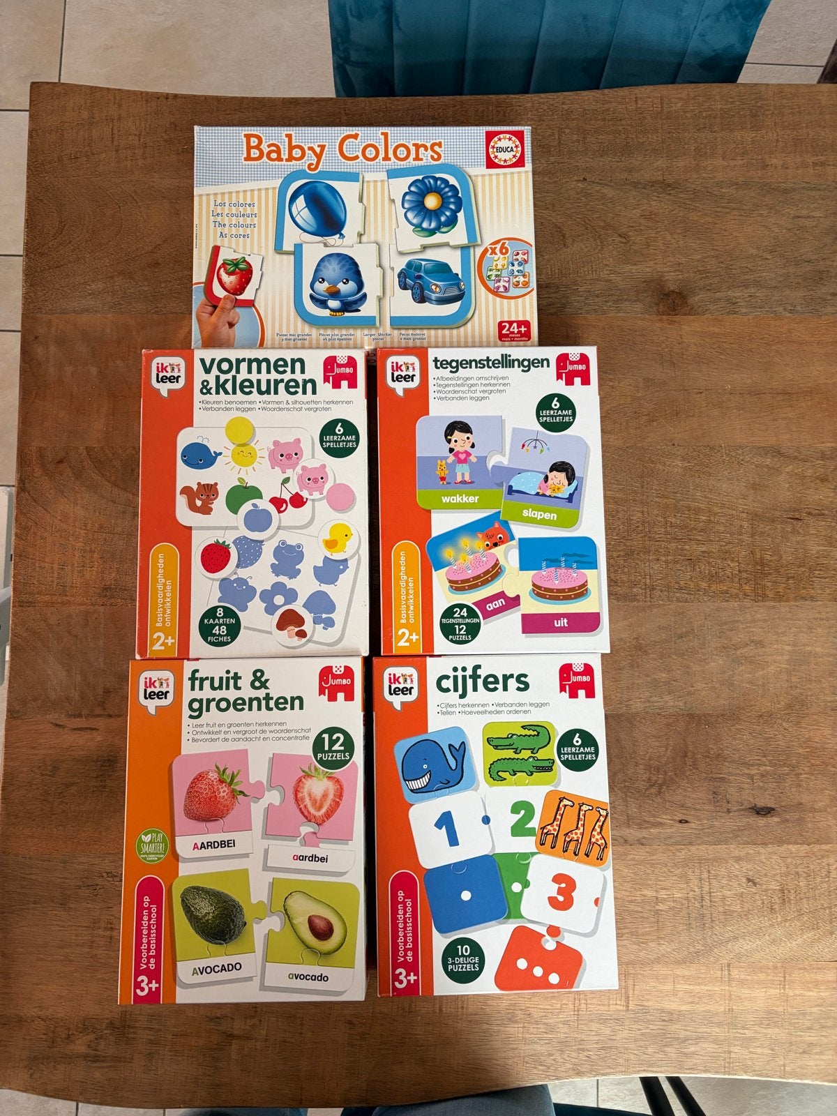 Educatief spellen 15 stuks zoals vormen en kleuren, Ophalen, Zo goed als nieuw, Rekenen