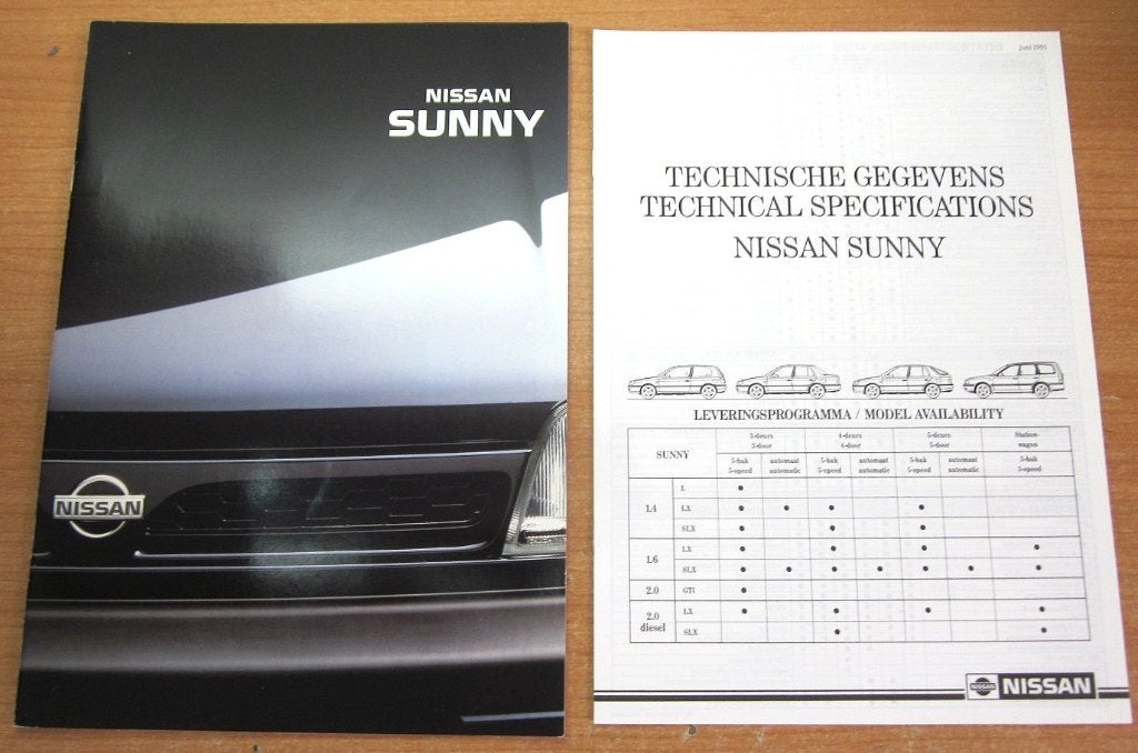 Folder NISSAN SUNNY modeljaar 1991 + Techn. gegevens, Zo goed als nieuw, Nissan, Ophalen, Onbekend