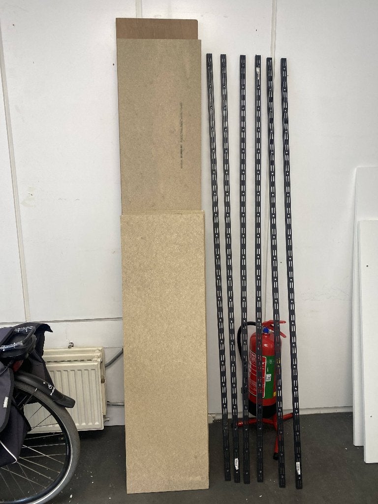 Dubbel rail schapdragers com. Handson beugels en planken., Ophalen, Zo goed als nieuw