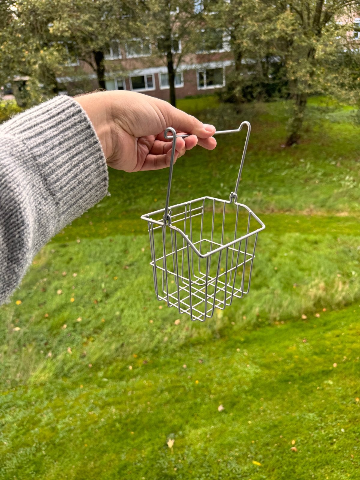 Metalen mandje met handvat - ideaal voor frietjes of snacks, Gebruikt, Ophalen of Verzenden, Zilver, Metaal