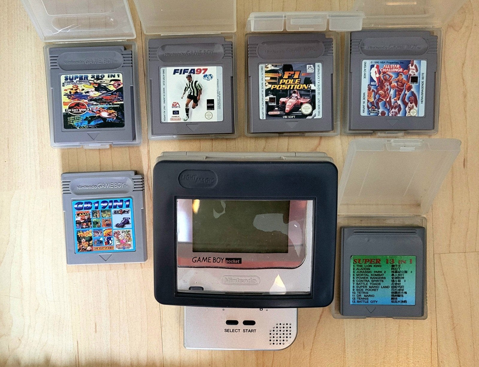 ☆286☆GAMES!! + Nintendo Game Boy Pocket + Schermvergroter, 1 speler, Ophalen of Verzenden, Gebruikt, Vanaf 3 jaar