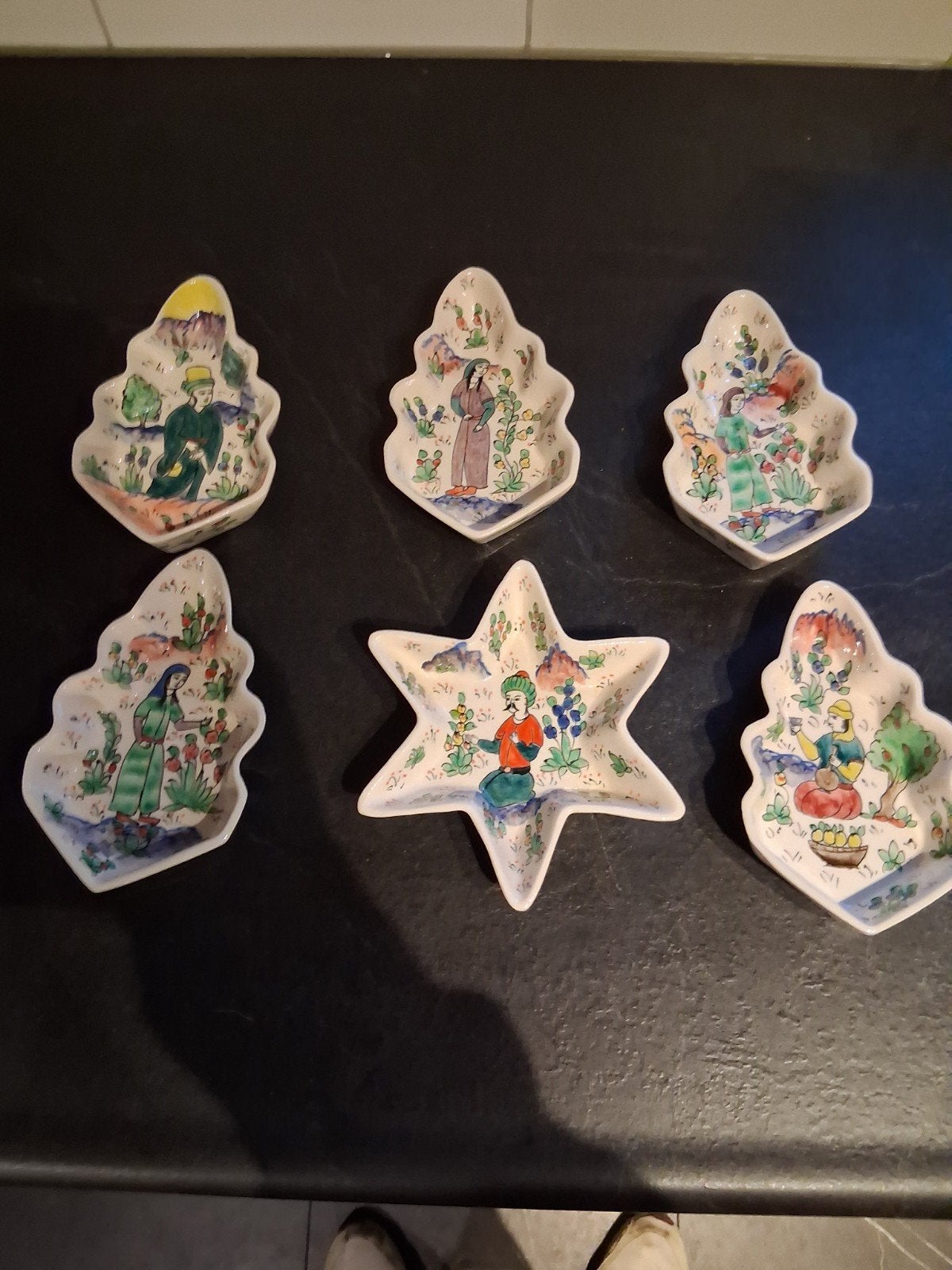 Set van 6 handgeschilderde Perzische schaaltjes, Ophalen of Verzenden