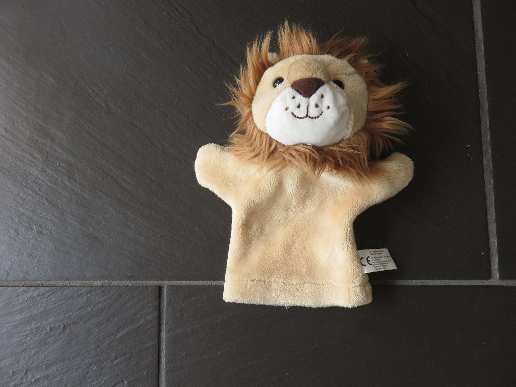 Handpop leeuw, ca 23cm, als nieuw. Mooie handpop, Ophalen of Verzenden, Zo goed als nieuw, Ontdekken