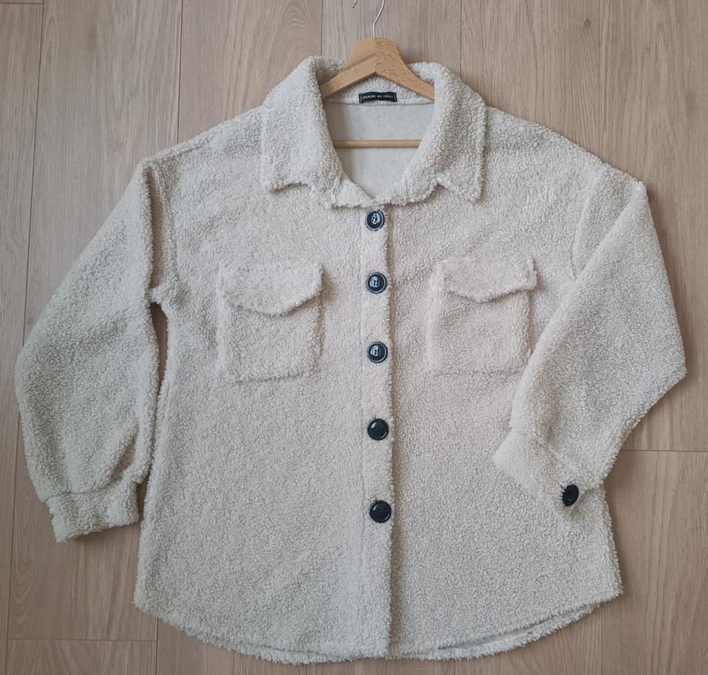 Made in Italy Teddy Vest / Jas Creme M / L zachte Wol, Maat 38/40 (M), Made in Italy, Beige, Ophalen of Verzenden