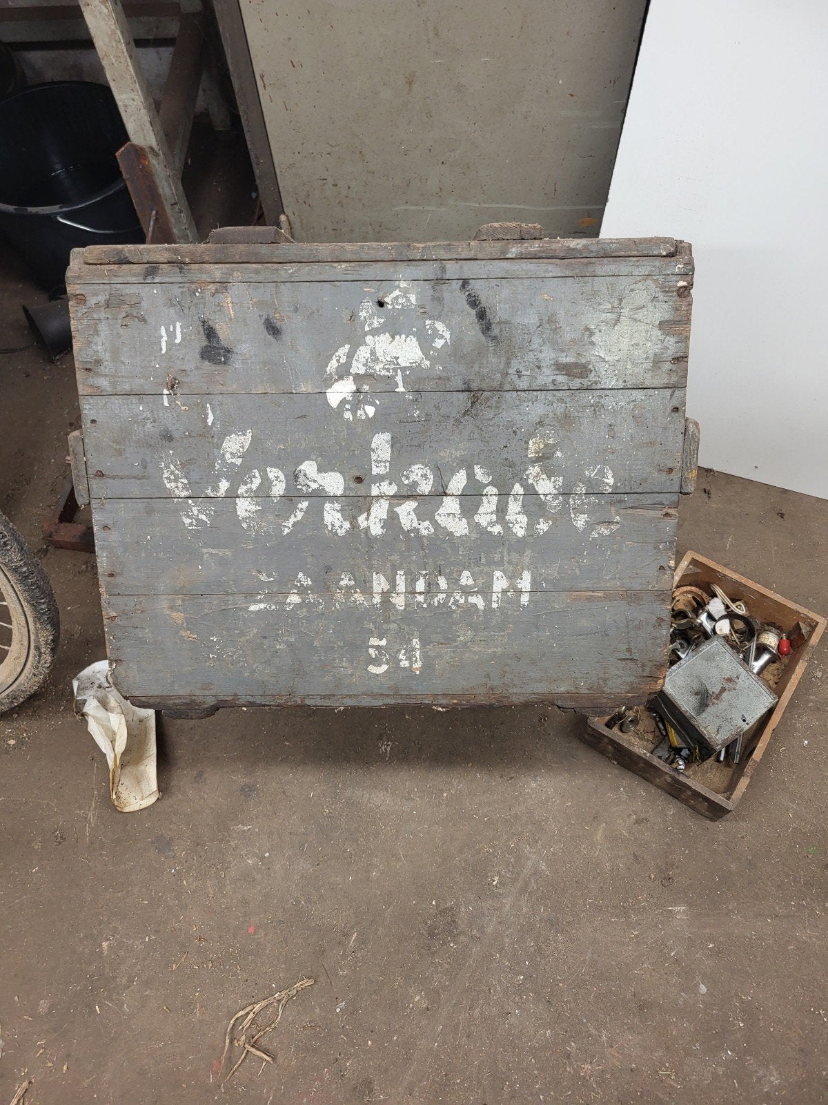 Oude houten verkade kist met metalen binnenkant, Ophalen, Gebruikt, Minder dan 50 cm, 5 – 50