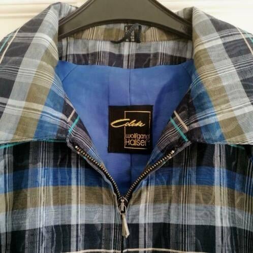 Wolfgang Kaiser Colette vintage blazer blauw grijs M-L 37528, Maat 38/40 (M), Blauw, ., Ophalen of Verzenden