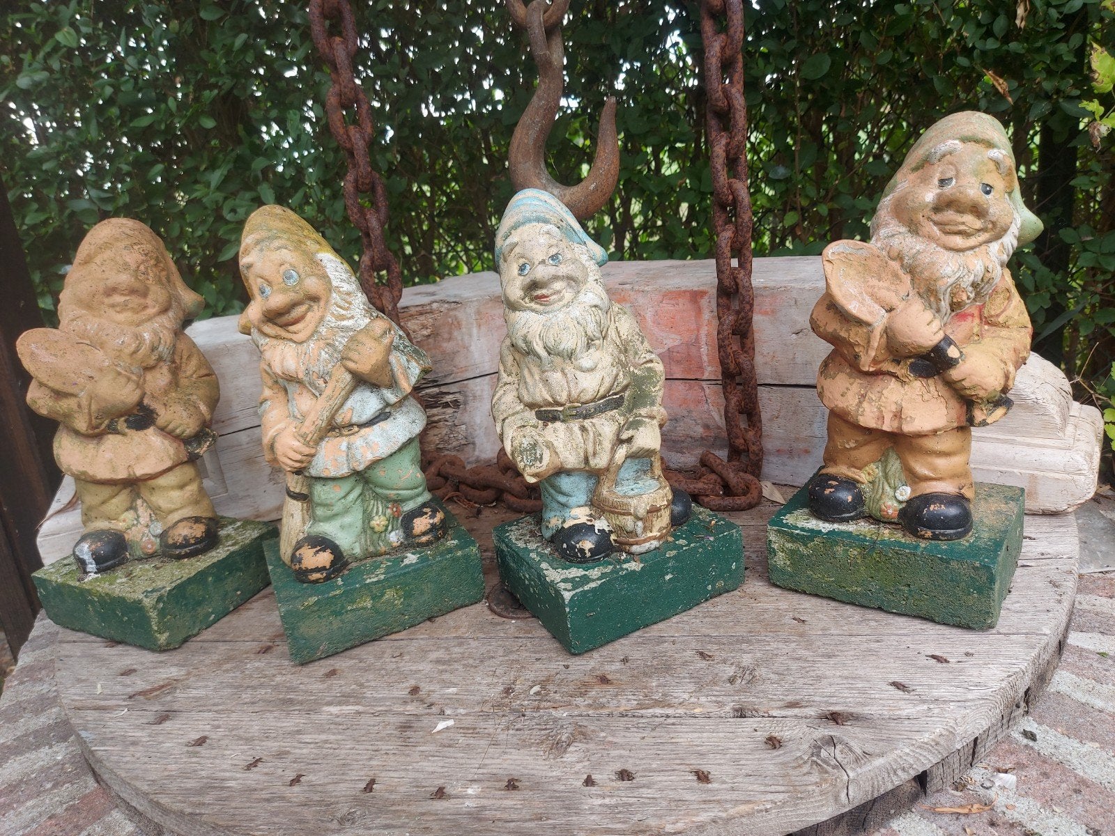 4 x vintage kabouter beton ca 32 cm hoog Samen 44 euro, Ophalen