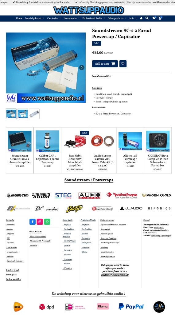 Soundstream SC-2 2 Farad Powercap / Capisator 2.0F, Auto diversen, Autospeakers, Gebruikt, ., Ophalen of Verzenden, .