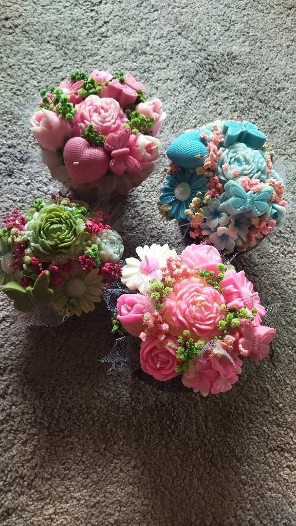 Sojawas bloemen boeket in een mooie vaasje, Binnen, Nieuw, Ophalen of Verzenden, Meerkleurig