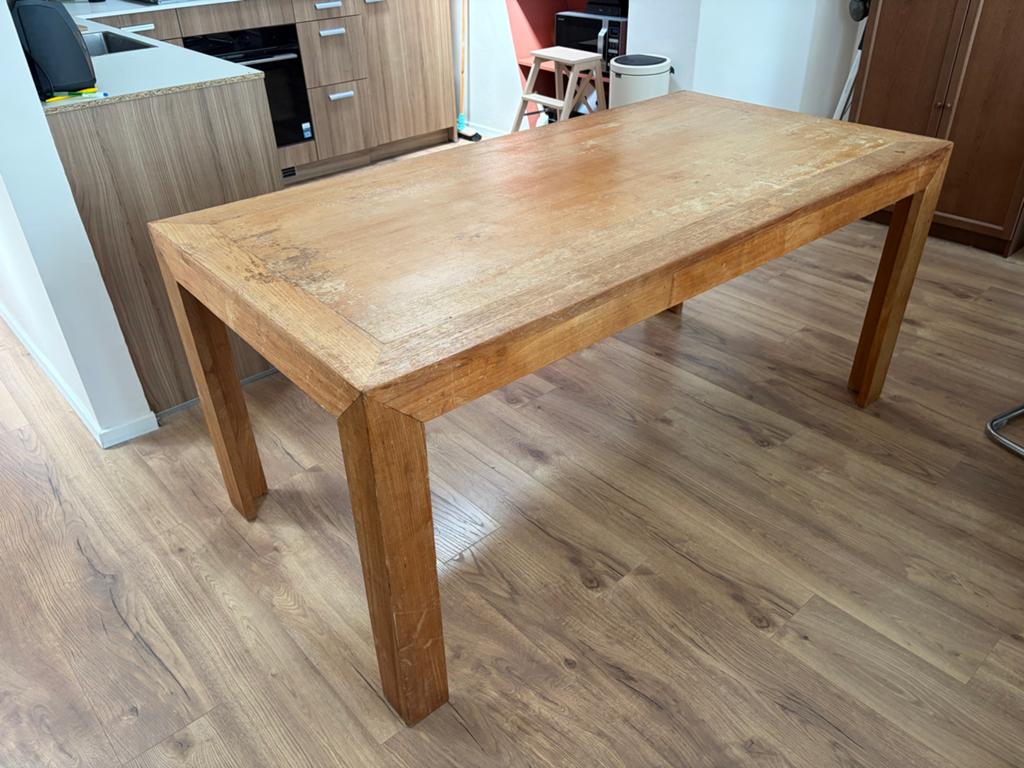 Teakhouten eettafel 180x90, Huis en Inrichting, Tafels | Eettafels, Ophalen, Gebruikt, 50 tot 100 cm, Vijf personen of meer