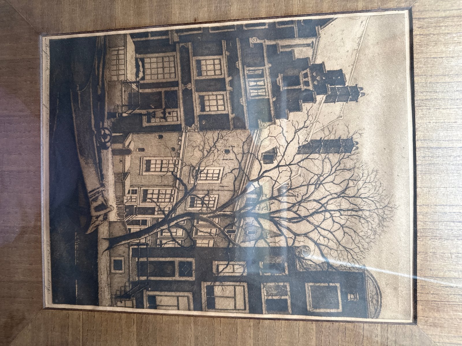 Ets 'Huis met trapgevel', Antiek en Kunst, Kunst | Etsen en Gravures, Ets, Architectuur, Ophalen of Verzenden, Gesigneerd