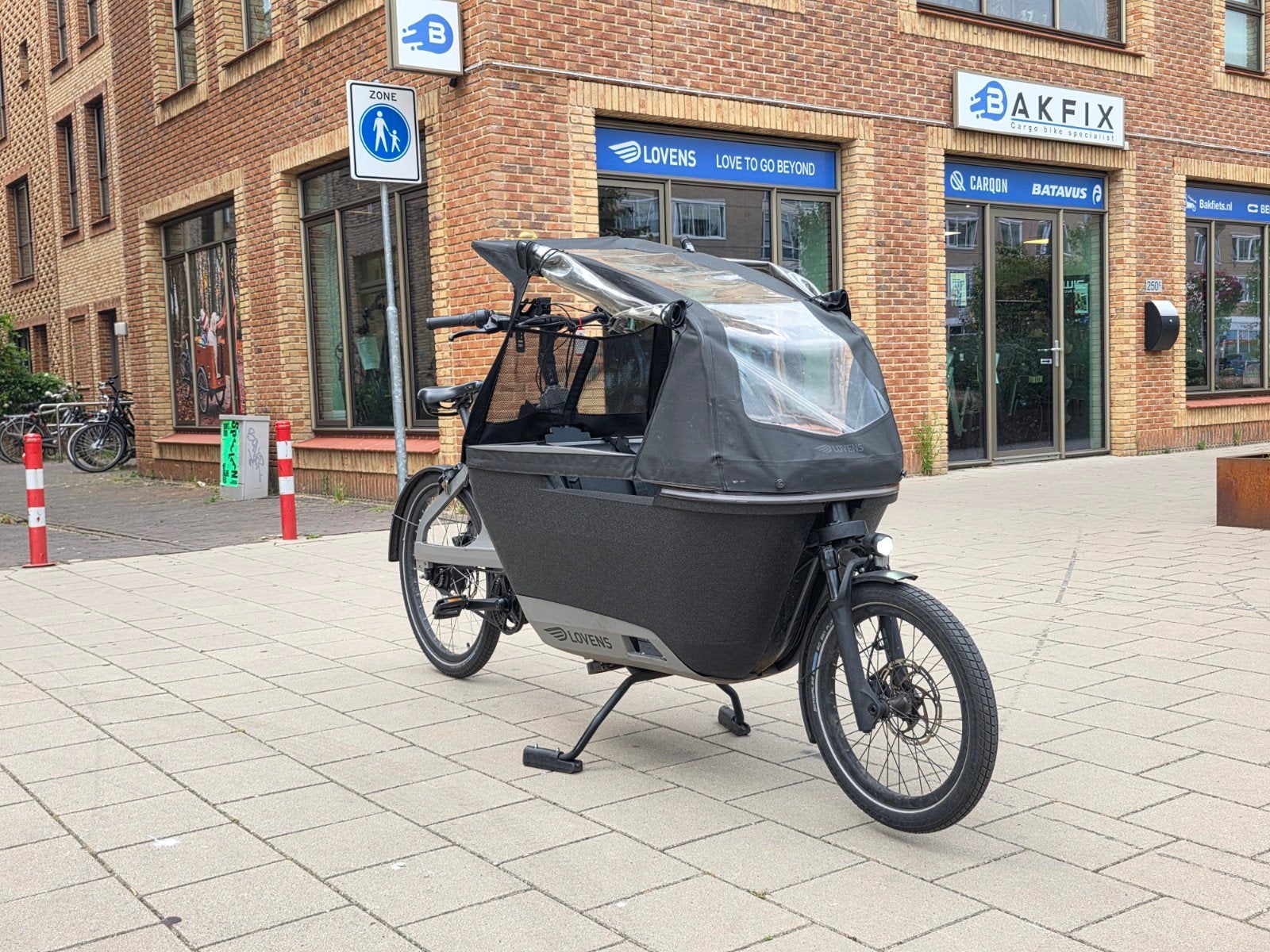 Lovens Explorer 1 Bakfiets S75 en regentent, 4 kinderen of meer, Zo goed als nieuw, Info@lovens.nl, Ophalen of Verzenden